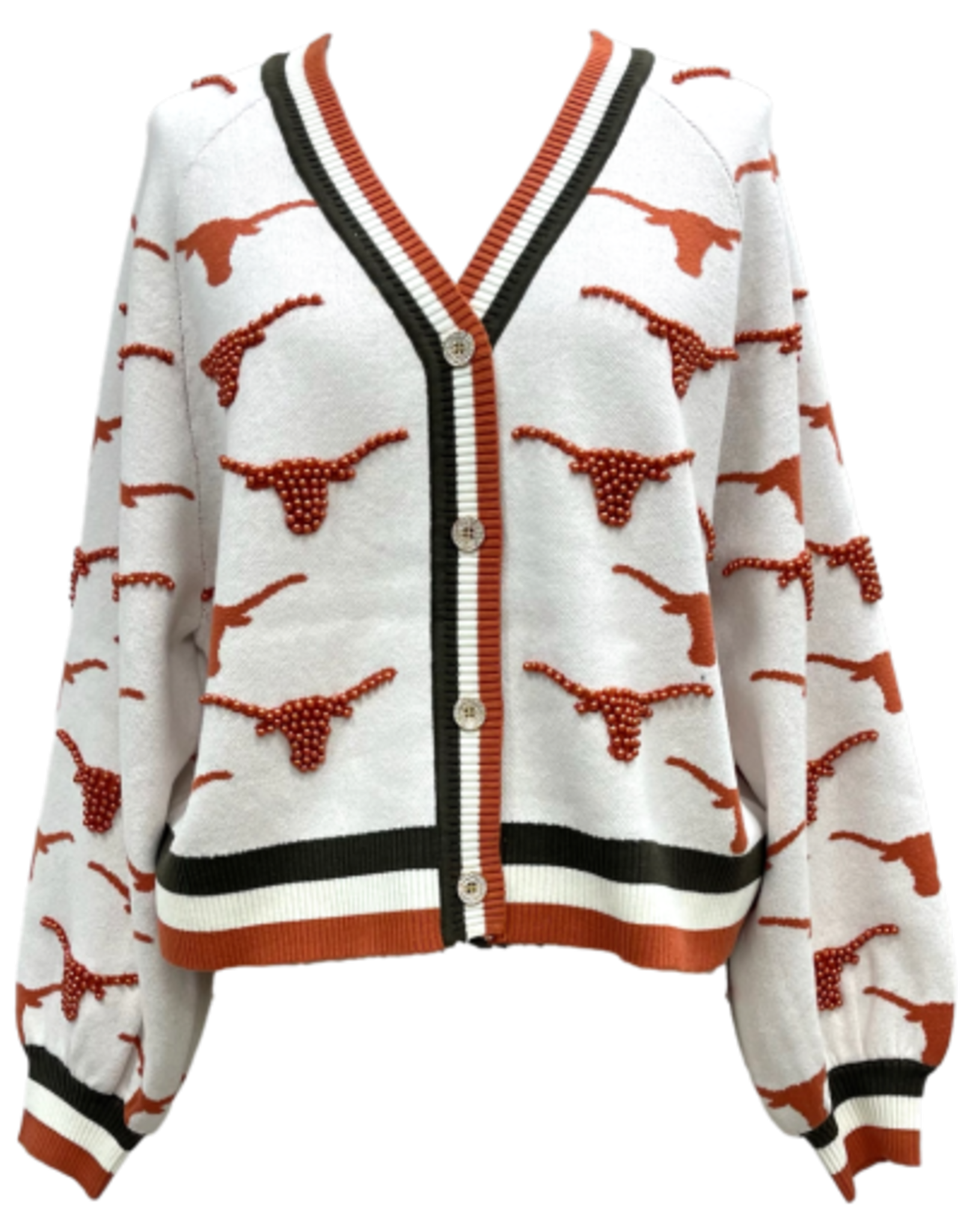 Queen of Sparkles LICENSED TEXAS KNIT IN MASCOT RHINESTONE CARDIGAN
