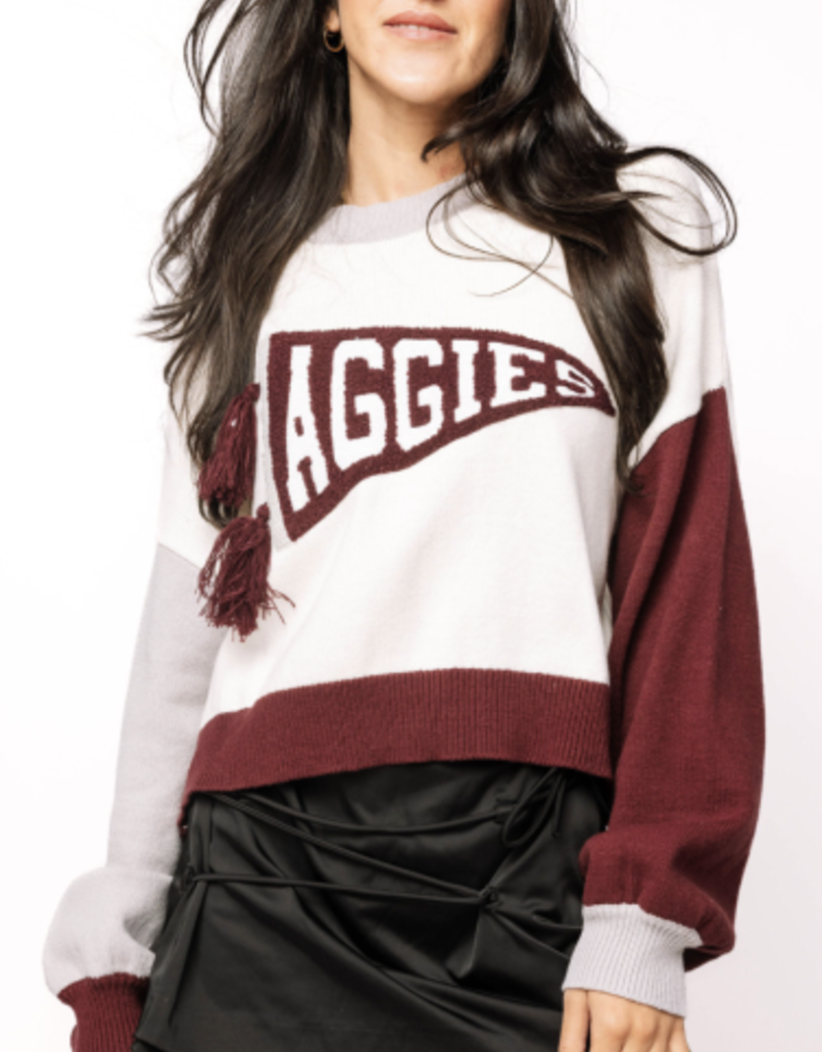 Queen of Sparkles LICENSED TEXAS A&M PENNANT SWEATER