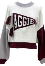 Queen of Sparkles LICENSED TEXAS A&M PENNANT SWEATER
