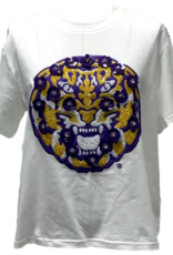 Queen of Sparkles Queen of Sparkles Collegiate LSU LSU Mascot Sequin Flower Tee