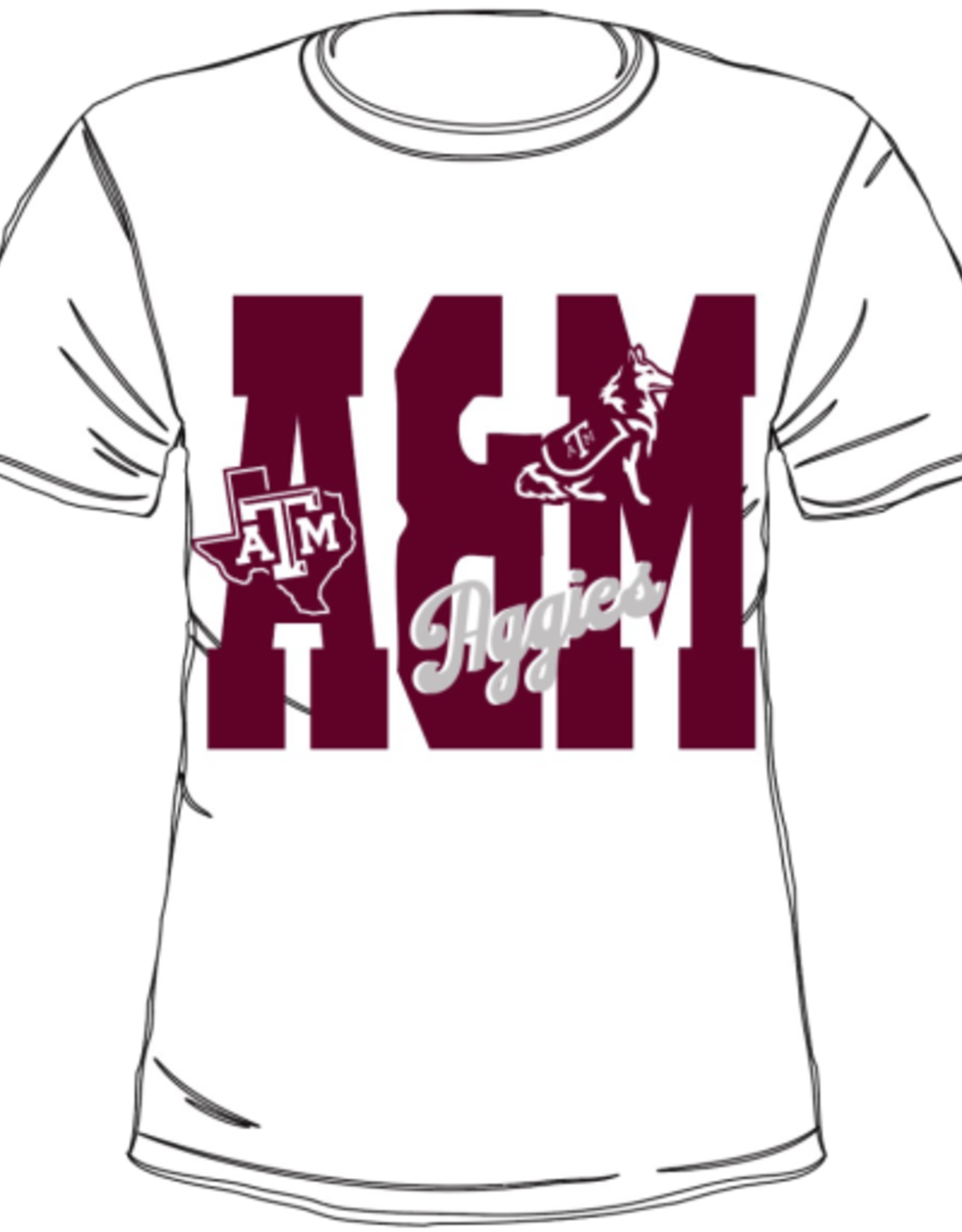 Queen of Sparkles LICENSED TEXAS A&M METALLIC WORD WITH ICONS TEE