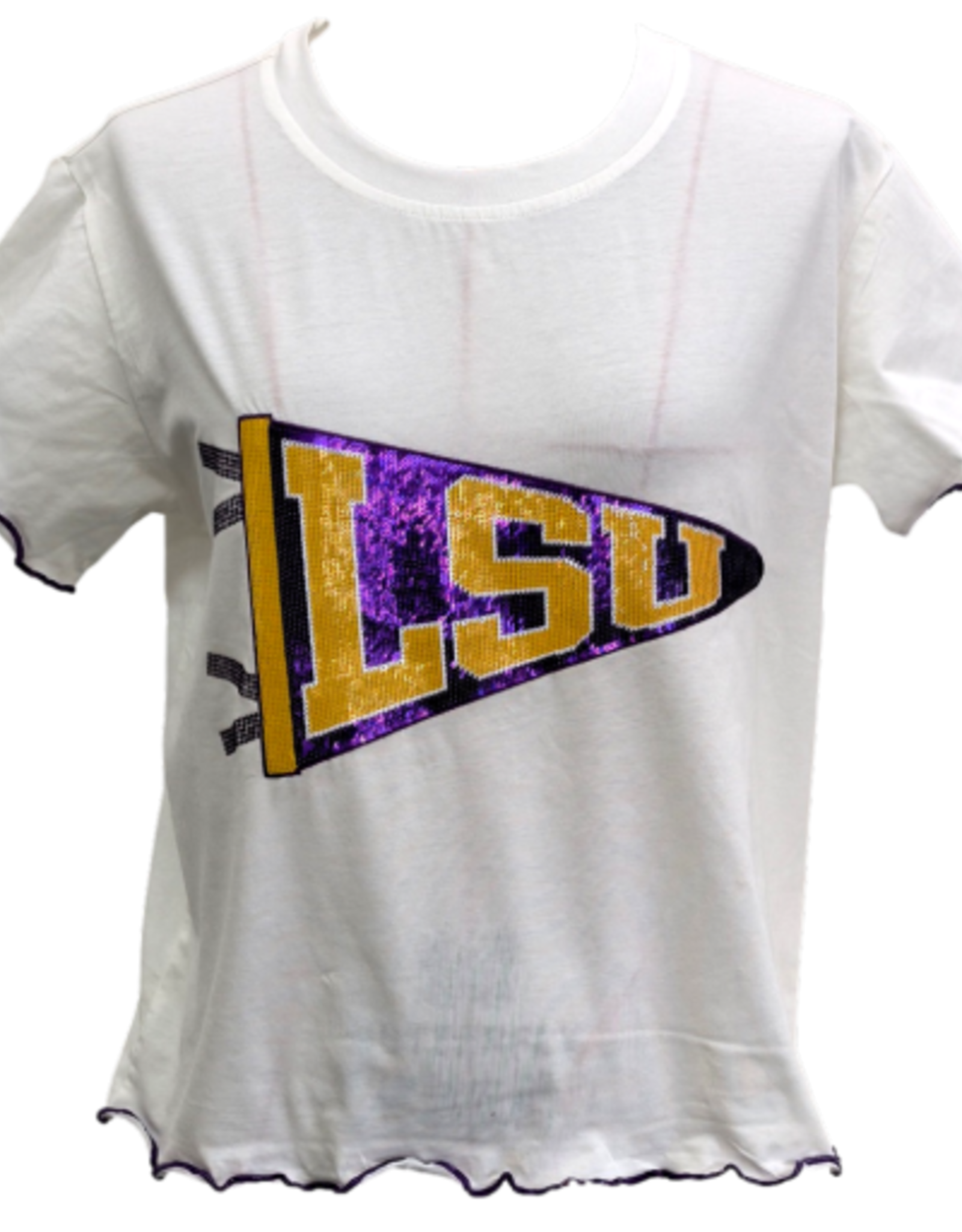 Queen of Sparkles Queen of Sparkles Collegiate LSU Pennant Frill Tee