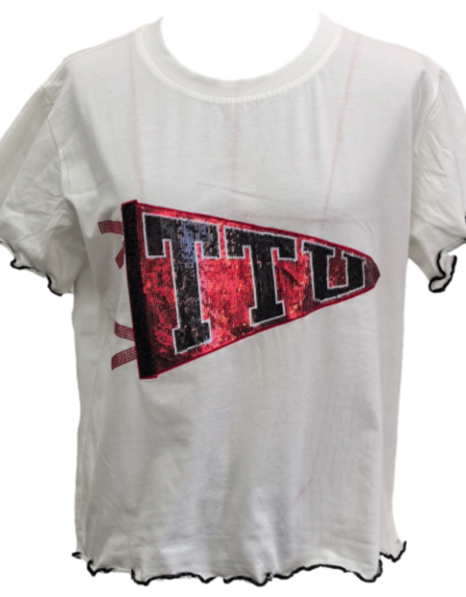 Queen of Sparkles Queen of Sparkles Collegiate Texas Tech Pennant Frill Tee