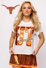 Queen of Sparkles Queen of Sparkles Licensed TEXAS Metallic Word  with Icons Tee