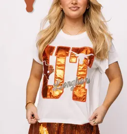 Queen of Sparkles Queen of Sparkles Licensed TEXAS Metallic Word  with Icons Tee