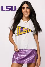Queen of Sparkles Queen of Sparkles Collegiate LSU Pennant Frill Tee