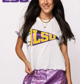 Queen of Sparkles Queen of Sparkles Collegiate LSU Pennant Frill Tee