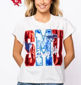 Queen of Sparkles Queen of Sparkles Licensed SMU Metallic Word  With  Icons Tee