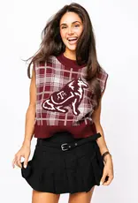 Queen of Sparkles Queen of Sparkles Licensed Maroon Plaid ATM Sweater Vest