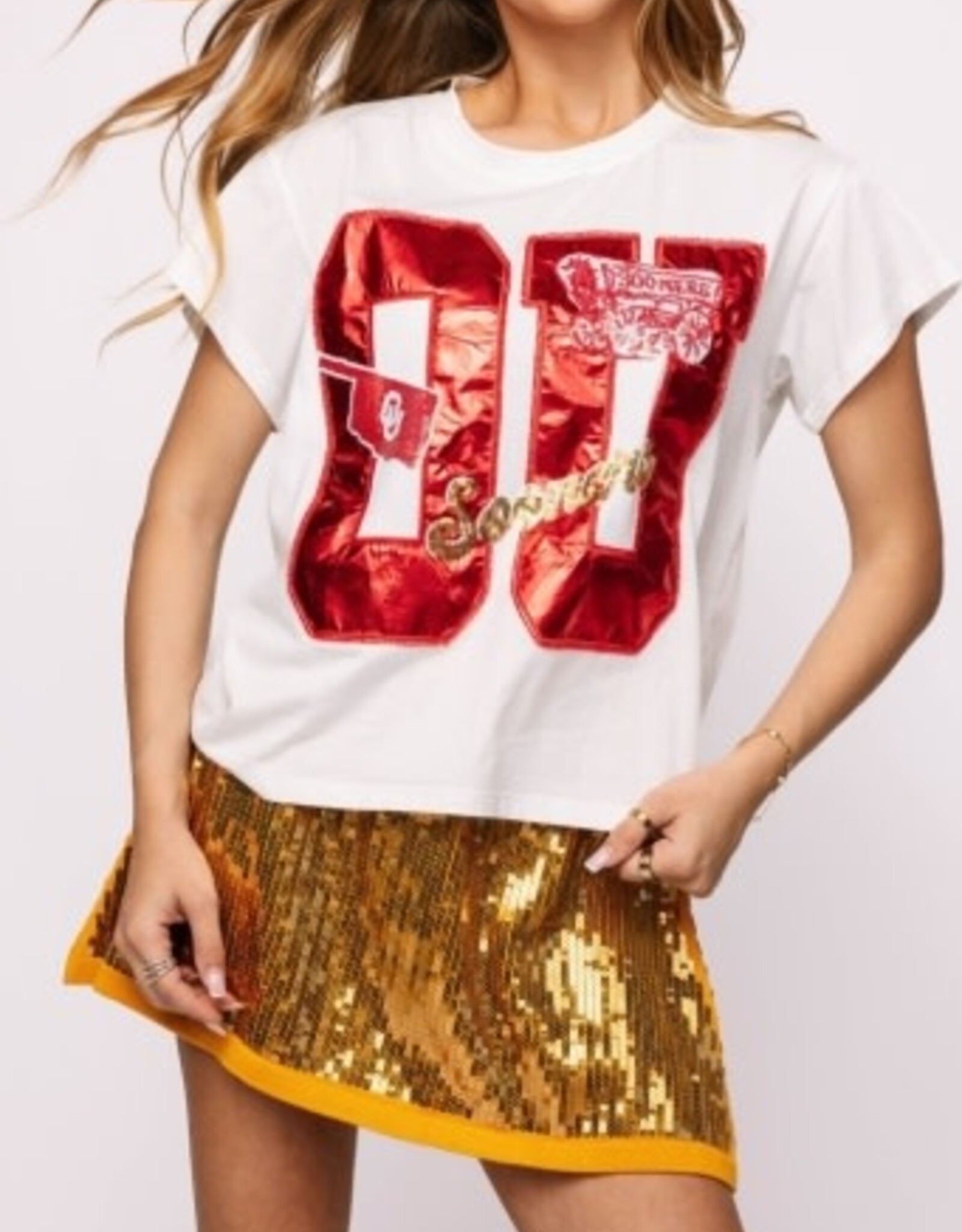 Queen of Sparkles Queen of Sparkles Licensed OU Metallic Word Icon Tee