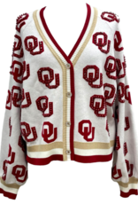 Queen of Sparkles LICENSED OKLAHOMA KNIT IN MASCOT RHINESTONE CARDIGAN