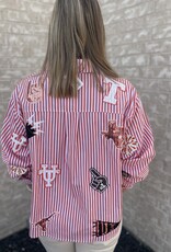 Queen of Sparkles LICENSED TEXAS MINI ICON STRIPED BUTTON DOWN