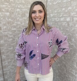 Queen of Sparkles LICENSED TEXAS A&M MINI ICON STRIPED BUTTON DOWN
