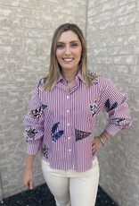 Queen of Sparkles LICENSED TEXAS A&M MINI ICON STRIPED BUTTON DOWN