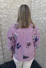 Queen of Sparkles LICENSED TEXAS A&M MINI ICON STRIPED BUTTON DOWN