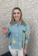 Queen of Sparkles LICENSED BAYLOR MINI ICON STRIPED BUTTON DOWN