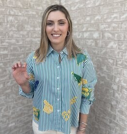 Queen of Sparkles LICENSED BAYLOR MINI ICON STRIPED BUTTON DOWN