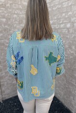 Queen of Sparkles LICENSED BAYLOR MINI ICON STRIPED BUTTON DOWN