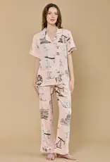 Katie Kime Katie Kime Texas Toile Pajama Pants Set Pink/Brown