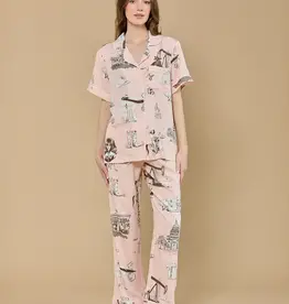 Katie Kime Katie Kime Texas Toile Pajama Pants Set Pink/Brown