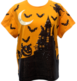 Queen of Sparkles Queen of Sparkles ORANGE & BLACK HALLOWEEN HOUSE TEE