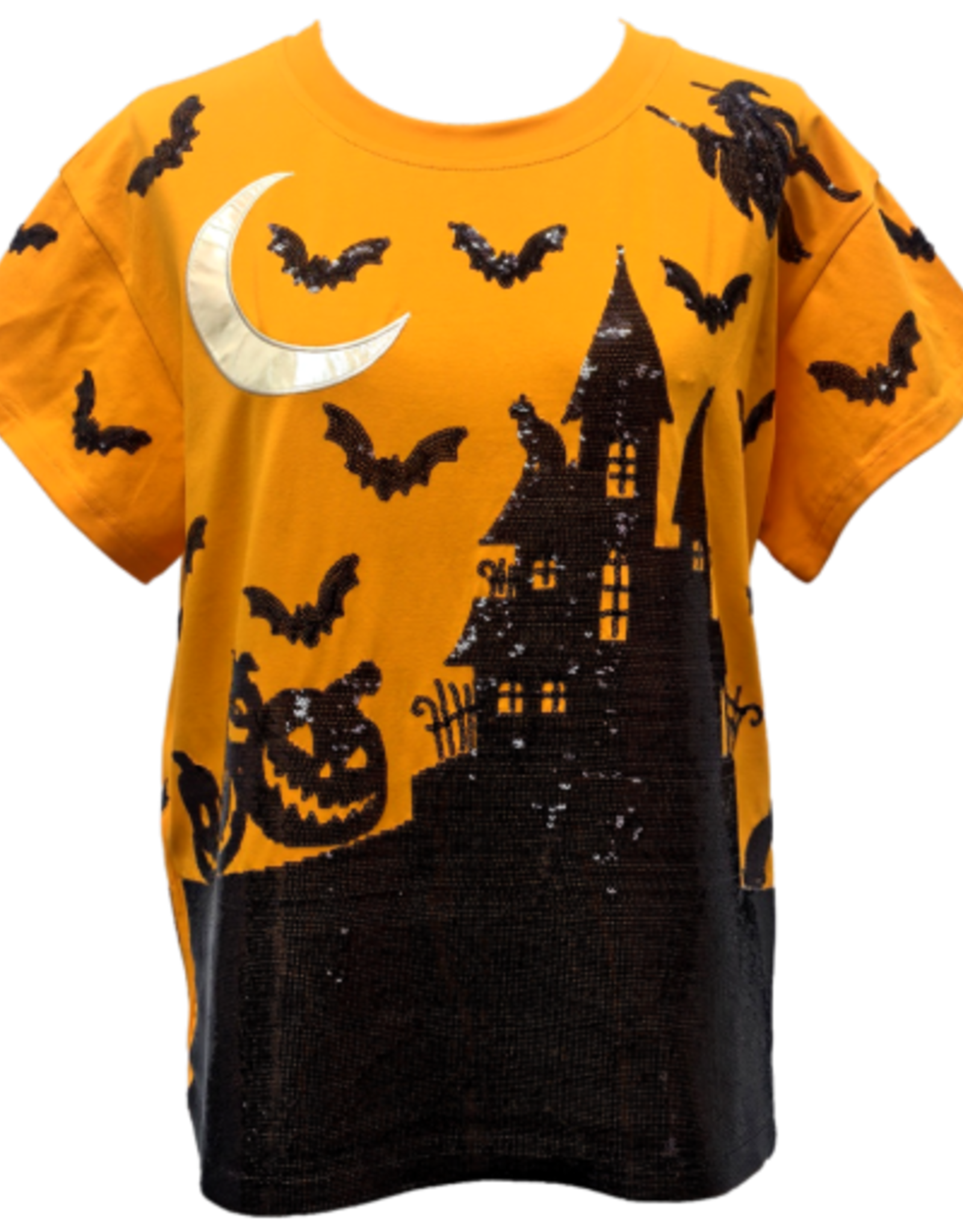 Queen of Sparkles Queen of Sparkles ORANGE & BLACK HALLOWEEN HOUSE TEE