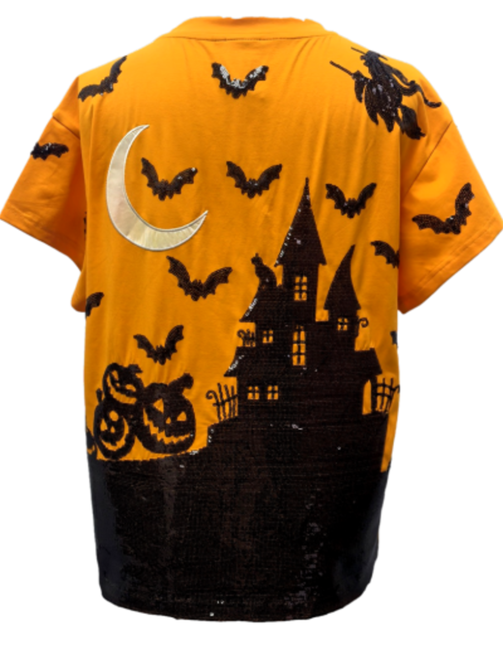 Queen of Sparkles Queen of Sparkles ORANGE & BLACK HALLOWEEN HOUSE TEE