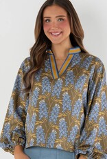 Emily McCarthy Emily McCarthy Lolli Textured Silk  TopBluebonnet