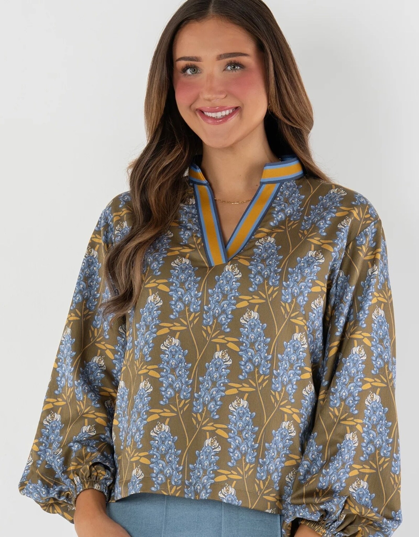 Emily McCarthy Emily McCarthy Lolli Textured Silk  TopBluebonnet