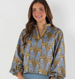 Emily McCarthy Emily McCarthy Lolli Textured Silk  TopBluebonnet