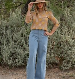 Emily McCarthy Emily McCarthy Julia Sweater Popcorn Knit Bluebonnet