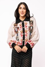 Queen of Sparkles Queen of Sparkles Black Trim Collar Nutcracker & Candy Cane Cardigan
