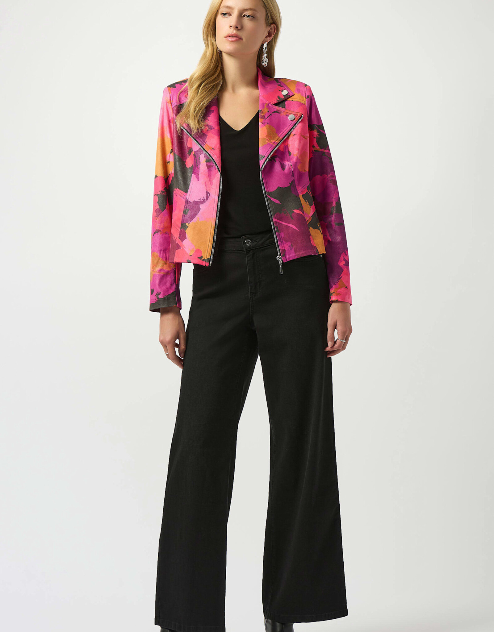 Joseph Ribkoff Joseph Ribkoff Foiled Faux Suede Abstract Print Fitted Jacket