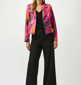 Joseph Ribkoff Joseph Ribkoff Foiled Faux Suede Abstract Print Fitted Jacket