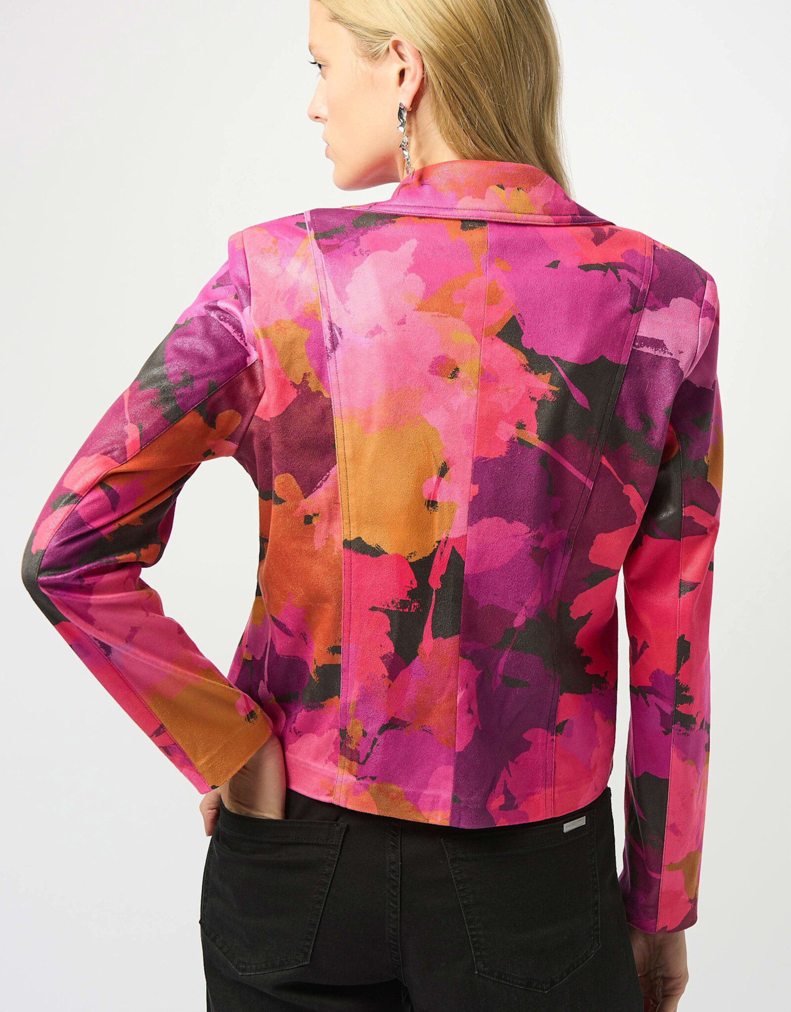 Joseph Ribkoff Joseph Ribkoff Foiled Faux Suede Abstract Print Fitted Jacket