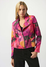 Joseph Ribkoff Joseph Ribkoff Foiled Faux Suede Abstract Print Fitted Jacket