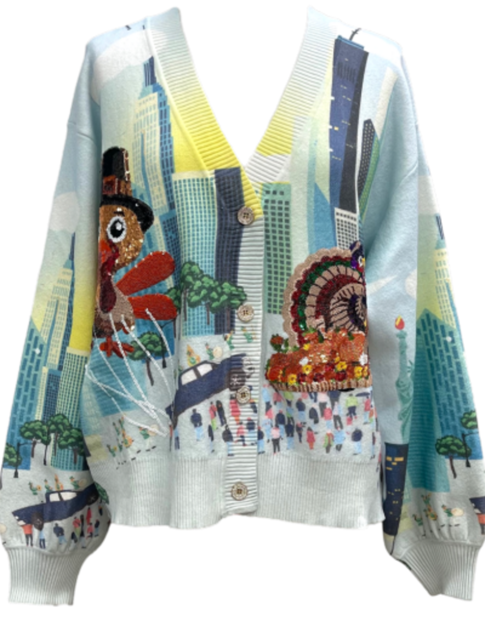 Queen of Sparkles Queen of Sparkles Multi Thanksgiving Parade Button Up Cardigan