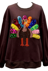 Queen of Sparkles Queen of Sparkles Brown Rainbow Flower Turkey Sweater
