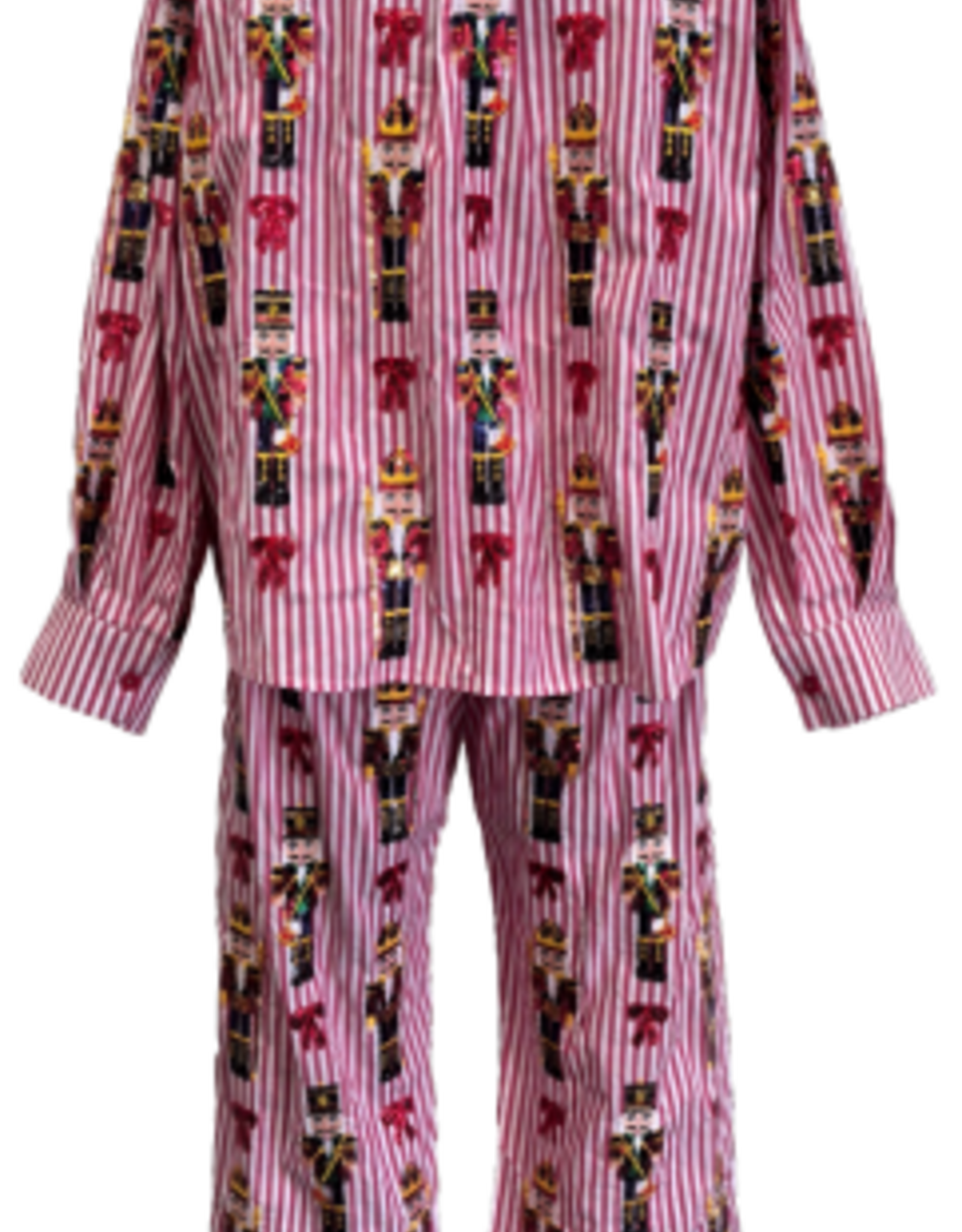 Queen of Sparkles Queen of Sparkles Red Stripe  Nutcracker & Bow Cotton Button Up Top