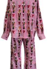 Queen of Sparkles Queen of Sparkles Red Stripe  Nutcracker & Bow Cotton Button Up Top