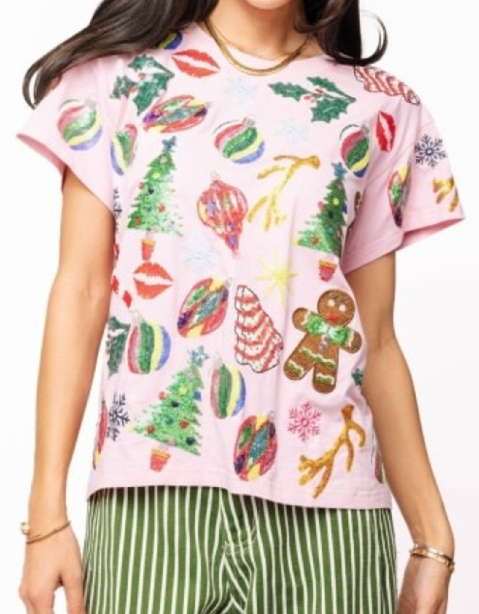 Queen of Sparkles Queen of Sparkles Light Pink Christmas Icons Tee