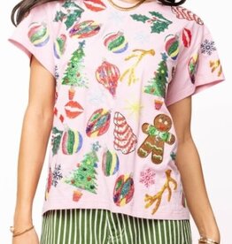 Queen of Sparkles Queen of Sparkles Light Pink Christmas Icons Tee