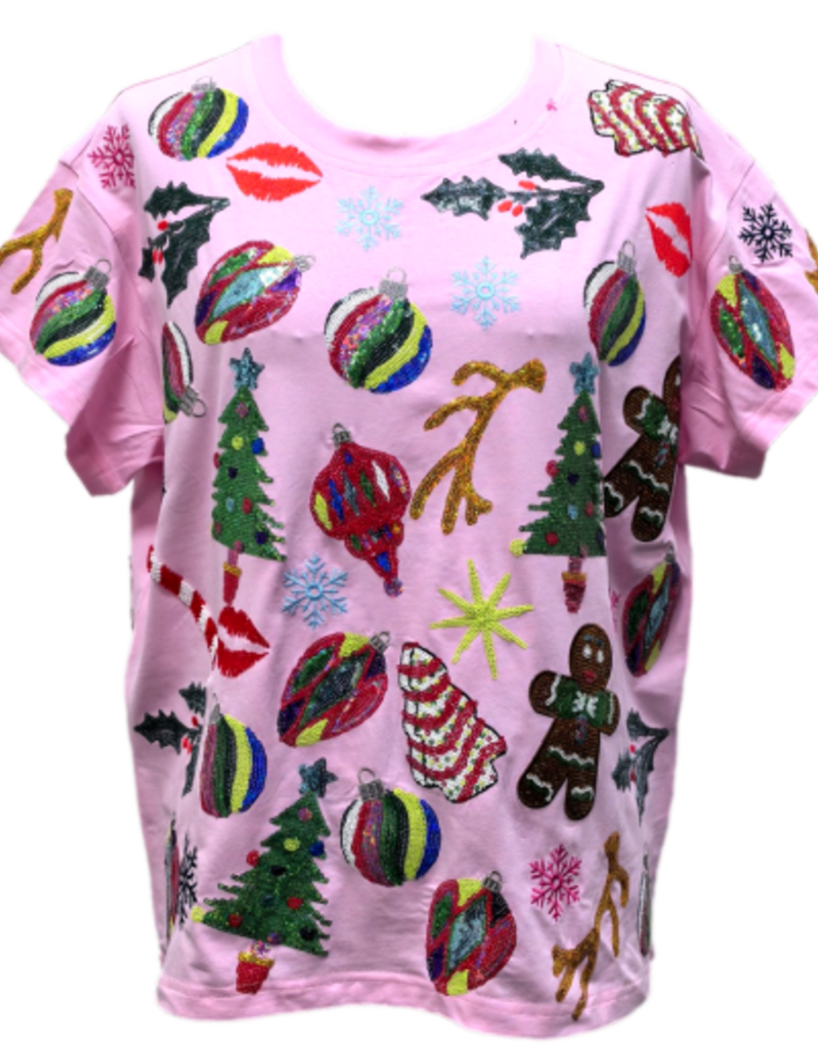 Queen of Sparkles Queen of Sparkles Light Pink Christmas Icons Tee