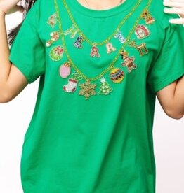 Queen of Sparkles Queen of Sparkles Bright Green  Christmas Necklace  Tee
