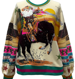 Queen of Sparkles Queen of Sparkles Multi Vintage Cowboy Santa Sweatshirt