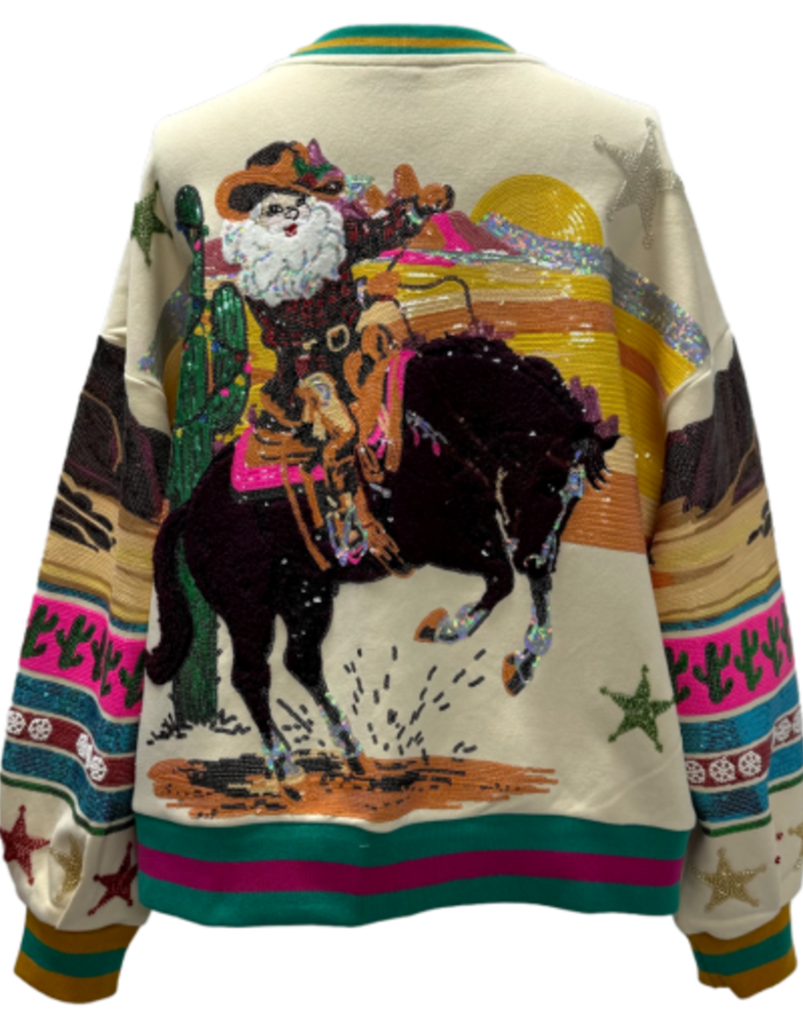 Queen of Sparkles Queen of Sparkles Multi Vintage Cowboy Santa Sweatshirt