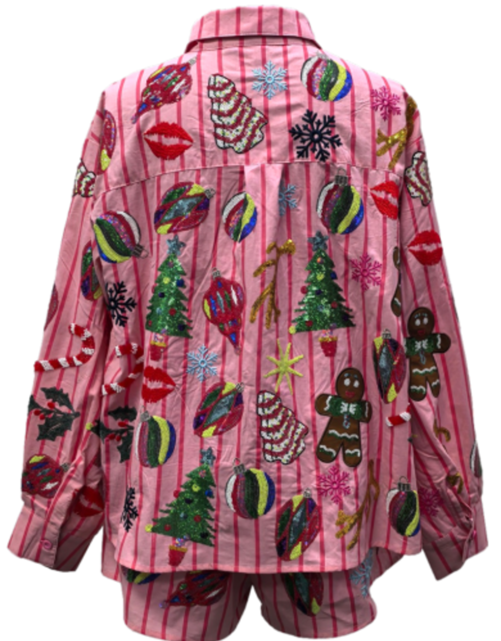 Queen of Sparkles Queen of Sparkles LIGHT PINK/RED STRIPE CHRISTMAS ICONS