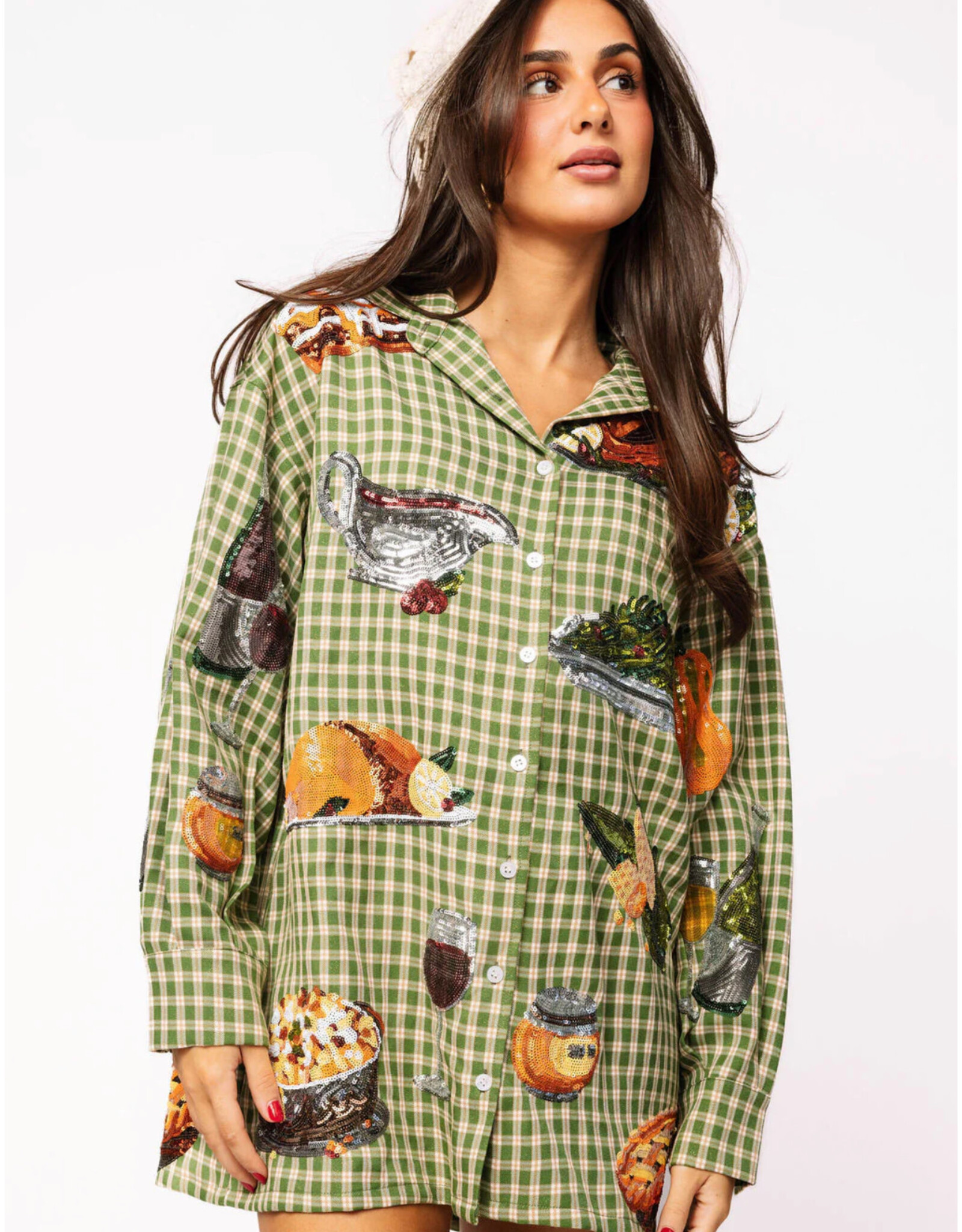 Queen of Sparkles Queen of Sparkles Green Plaid Queen of Turkey  Dress