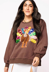 Queen of Sparkles Queen of Sparkles Brown Rainbow Flower Turkey Sweater