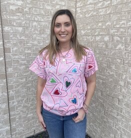 Queen of Sparkles Queen of Sparkles Light Pink Groovy Heart Tee